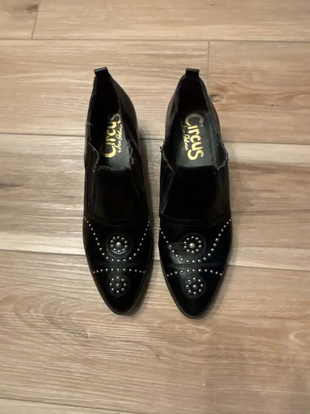 Circus by Sam Edelman Black Studded Western Ankle Booties
